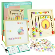 Zabawki interaktywne dla dzieci - Edukacyjna Sensoryczna Tablica Magnetyczna Kreatywna Zegar Tangram Karty - miniaturka - grafika 1