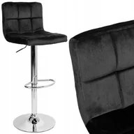 Taborety i hokery - Hoker Barowy Obrotowy Krzesło Regulowane Pikowane Welurowe Bar Chrom Velvet - miniaturka - grafika 1