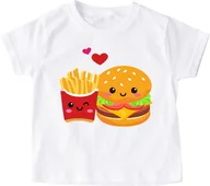 Koszulki dla dziewczynek - dziecięca koszulka z hamburgerem i frytkami - miniaturka - grafika 1