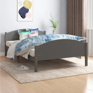 Łóżko z litego drewna sosna ciemnoszara 120x200 cm - Łóżka - miniaturka - grafika 1