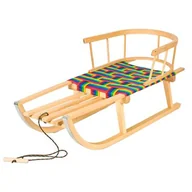 Sanki i ślizgacze - ENERO Sanki Drewniane Z Oparciem Miękkie Siedzisko Nina - miniaturka - grafika 1