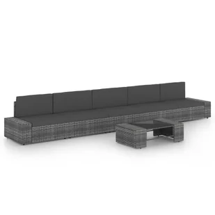 vidaXL 6-cz. ogrodowy zestaw wypoczynkowy, poduszki, szary rattan PE 3067181 - Meble ogrodowe - miniaturka - grafika 1