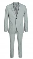 Marynarki męskie - JACK&JONES GARNITUR MĘSKI ELEGANCKI SZARY KRATA 50 JSH - miniaturka - grafika 1