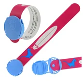 Zabezpieczenia dla dzieci - DINOZAUR OPASKA IDENTYFIKACYJNA INFORMACYJNA IDENTYFIKATOR IMIENNIK DLA DZIECKA NA RĘKĘ NUMER TELEFONU NIEZGUBKA - miniaturka - grafika 1