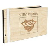 Albumy fotograficzne - Album Na Zdjęcia Dla Nauczyciela Najlepszy Wychowawca W Drewnianej Oprawie Z Czarnymi Kartami Z Grawerem - miniaturka - grafika 1