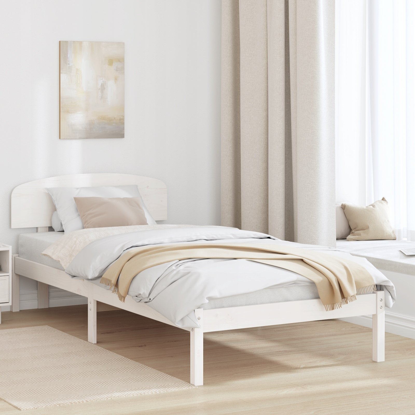 vidaXL Biała rama łóżka 90x190 cm Lite drewno sosnowe