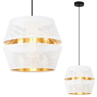 Lampa sufitowa wisząca Asti Duo czarna glamour 1xE27 abażur biały/złoty Light Home LH - Lampy sufitowe Lampa sufitowa wisząca Asti Duo czarna glamour 1xE27 abażur biały/złoty Light Home LH - Lampy sufitowe - miniaturka - grafika 1
