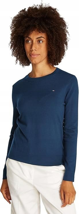 TOMMY HILFIGER GRANATOWY SWETER Z OKRĄGŁYM DEKOLTEM I LOGO 3XL 16FA