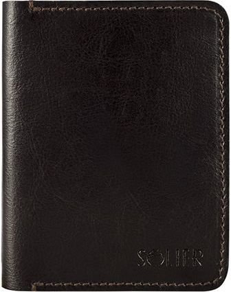 Solier Cienki skórzany męski portfel SOLIER SLIM BRĄZ RACHEL
