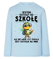 Koszulki dla dziewczynek - niebieska KOSZULKA DLA CHŁOPCZYKA Z DŁUGIM RĘKAWKIEM - JESTEM GOTOWY NA SZKOŁĘ - miniaturka - grafika 1