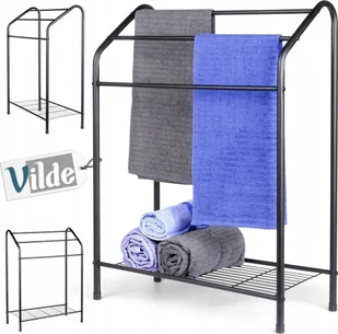 Vilde Wieszak na ręczniki stojący metalowy czarny - Wieszaki łazienkowe - miniaturka - grafika 1