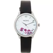 Zegarki damskie - Srebrny damski zegarek z kwiatami na pasku PACIFIC X6155-06 - miniaturka - grafika 1