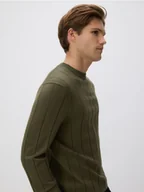 Swetry męskie - Reserved - Sweter z wiskozą - oliwkowy - miniaturka - grafika 1