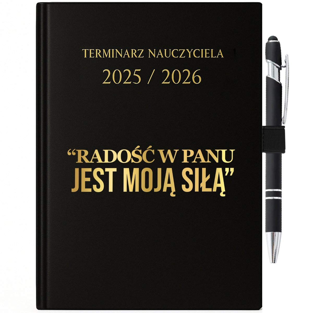 KALENDARZ PLANER 2025/2026 A5 PREZENT DLA KSIĘDZA KONIEC ROKU DŁUGOPIS GOLD