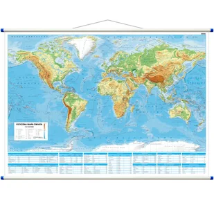 Świat mapa ścienna fizyczna, 1:21 200 000, ArtGlob - Mapy i plansze edukacyjne - miniaturka - grafika 1