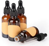 Prace ręczne dla dzieci - SZKLANA BUTELKA Z ZAKRAPLACZEM NA OLEJKI ETERYCZNE BRĄZOWA PUSTA 30 ml 4szt - miniaturka - grafika 1