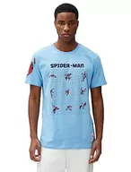 Koszulki męskie - Koton Męski T-Shirt Spiderman Licensed Printed Cotton T-Shirt, Niebieski (650), M - miniaturka - grafika 1