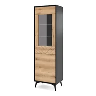 Witryny - Witryna DIAMOND W54 Dąb evoke / czarny - miniaturka - grafika 1