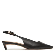 Sandały damskie - Sandały Tommy Hilfiger Squared Toe Kitten Slingback FW0FW08711 Czarny - miniaturka - grafika 1