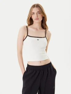 adidas Top Leopard JW7309 Biały Slim Fit - Koszulki i topy damskie - miniaturka - grafika 1