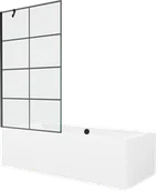 Wanny - Mexen Cube wanna prostokątna 180 x 80 cm z obudową i parawanem 1-skrzydłowym 100 cm, czarny wzór - 550518080X9510007077 - miniaturka - grafika 1