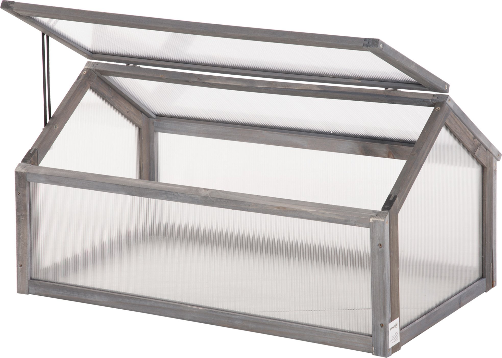 Outsunny drewniana zimna rama, mini szklarnia 90 x 52 x 49,5 cm, szklarnia z pokrywą, półprzezroczysta zimna rama, odporna na zimę podwyższona grządka do ogrodu, na balkon, szara