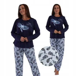 PIŻAMA VIENETTA 6XL KOMPLET DŁUGI RĘKAW Bawełna motyl Granatowa - Piżamy damskie PIŻAMA VIENETTA 6XL KOMPLET DŁUGI RĘKAW Bawełna motyl Granatowa - Piżamy damskie - miniaturka - grafika 1