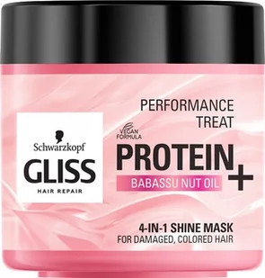 Gliss Kur Performance Treat 4-in-1 Shine Mask maska nabłyszczająca do włosów Protein + Babassu Nut Oil 400ml - Maski do włosów - miniaturka - grafika 1