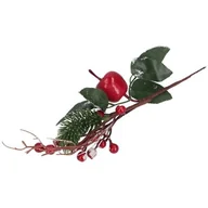 Ozdoby bożonarodzeniowe - Gałązka dekoracyjna z jabłkiem oszroniona 24 cm - miniaturka - grafika 1