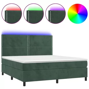 Łóżko kontynentalne z materacem i LED zielony aksamit 180x200cm Lumarko! - Łóżka - miniaturka - grafika 3