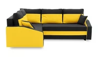 Narożniki - Narożnik rozkładany, lewy, Grande Plus, 230x179x92 cm, czarny, żółty - miniaturka - grafika 1