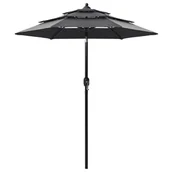 Parasole ogrodowe - vidaXL 3-poziomowy parasol na aluminiowym słupku, antracytowy, 2 m 313854 - miniaturka - grafika 1