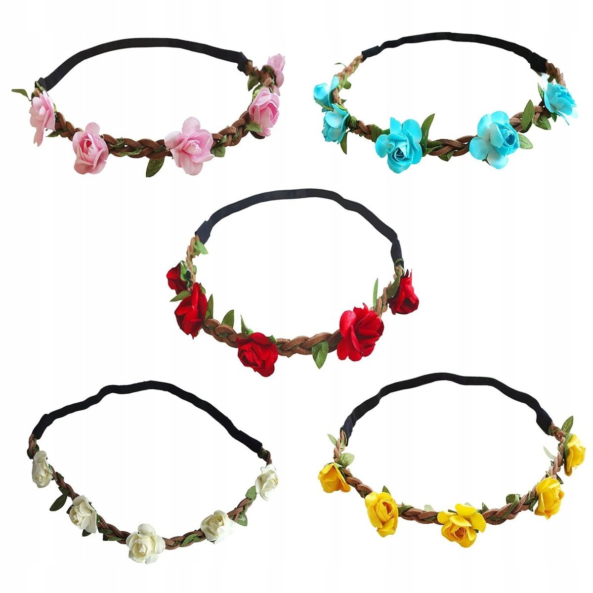 Wianek na Gumce Kwiaty Róże Różyczki Boho Panieński