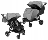 Wózki dziecięce - Wózek spacerowy dla bliźniaków KacBru GOLDIE TWINS Szary Mega Wyposażenie - miniaturka - grafika 1