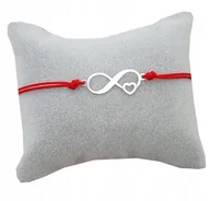 Bransoletki - Srebrna bransoletka sznurkowa infinity serce 925 - miniaturka - grafika 1