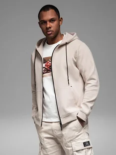 Dresowa rozpinana bluza hoodie w stylu streetwearowym piaskowa V6 OM-SSZP-0213 S - Bluzy męskie - miniaturka - grafika 1