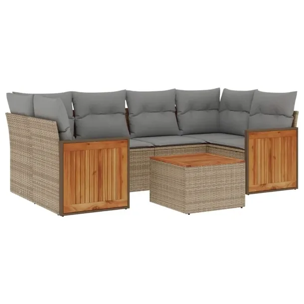 Zestaw wypoczynkowy rattan PE beżowy 6os. 62x62x69 cm