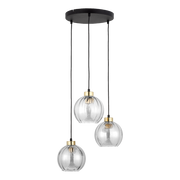 Lampy sufitowe - Devi lampa wisząca 3-punktowa czarna/transparent 4579 - miniaturka - grafika 1