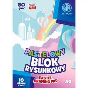 Blok rysunkowy kolorowy pastelowy Astrapap A3 80g 10 ark pakiet 10 sztuk - Szkolne artykuły papiernicze - miniaturka - grafika 2