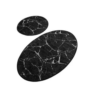 Zestaw 2 czarnych owalnych dywaników łazienkowych Foutastic Marble - Dywaniki łazienkowe - miniaturka - grafika 1