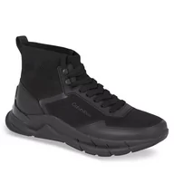 Półbuty męskie - Sneakersy Calvin Klein High Top Lace Up Knit HM0HM01267 Triple Black 0GJ - miniaturka - grafika 1