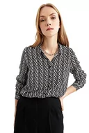 Koszule damskie - DeFacto Koszula damska z tkaniny bawełnianej z długimi rękawami, czarny, 3XL - miniaturka - grafika 1