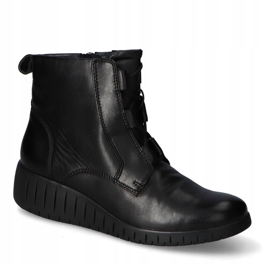 MARCO TOZZI CZARNE BOTKI DAMSKIE Z SKÓRY NATURALNEJ NA KLOCKU 37 6CA