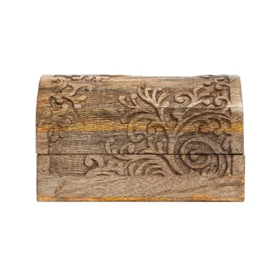HOMLA Szkatułka na biżuterię FLOAR drewniana żłobiona 19x11x11 cm - Pudełka i szkatułki - miniaturka - grafika 1