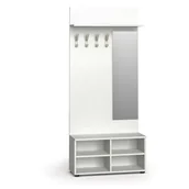 Meble do przedpokoju - Garderoba z szafką na buty i lustrem PRIMO, 4 haczyki, półka, biały - miniaturka - grafika 1