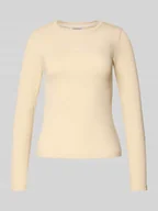 Bluzki damskie - Bluzka z długim rękawem z wyhaftowanym logo - miniaturka - grafika 1