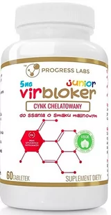 Progress Labs Progress Labs Virbloker Junior Cynk 5 mg 60 tabletek do ssania 3683561 - Witaminy i minerały - miniaturka - grafika 1