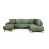 Narożniki - Jasnozielony sztruksowy rozkładany narożnik (prawostronny/w kształcie litery U) Tori – Bonami Selection - miniaturka - grafika 1