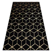 Dywany - Dywan GLOSS 3D nowoczesny 409C 86 Sześcian, stylowy, glamour, art deco / złoty czarny 80x150 cm - miniaturka - grafika 1