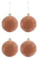 Bombki - Pudełko 4 Bombki Świąteczne Szkło Welurowe Stary Róż Średni - miniaturka - grafika 1